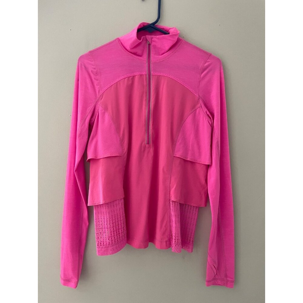 Lululemon Sun Runner Pullover Jacket Pink Ruffle Size 6